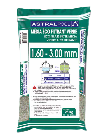 Verre éco filtrant (1,6 - 3 mm) - 25 Kg