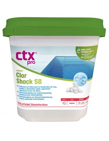 Chlore choc pastilles de 30g - Sans acide borique - 5 Kg CTX-255 S/B