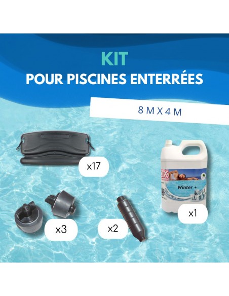 Flotteurs, Bouchons, Gizzmo, kit accessoires d'hivernage piscine 8x4m