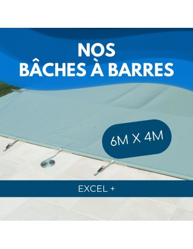 Bâche à barres de sécurité Excel+ 580 g/m² pour piscine 6m x 4m