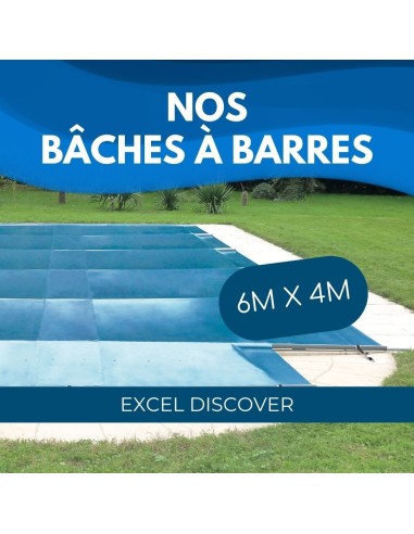 Bâche à barres de sécurité Excel Discover 580 g/m² pour piscine 6m x 4m