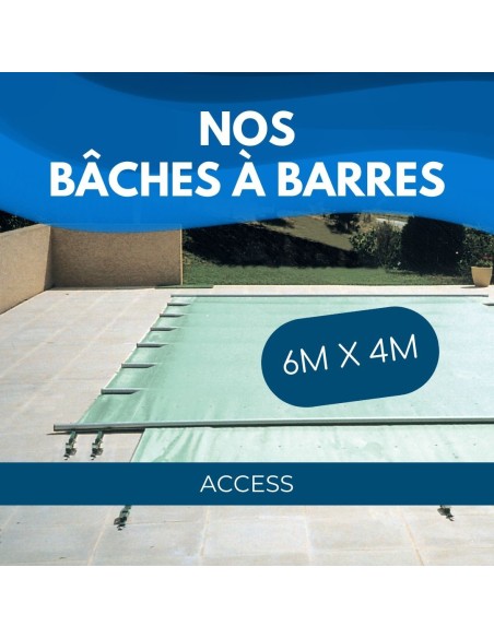 Bâche à barres de sécurité Access 580 g/m² pour piscine 6m x 4m
