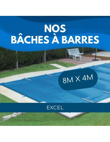 Bâche à barres de sécurité Excel 580 g/m² pour piscine 8m x 4m