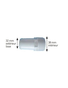 Adaptateur 1’’1/2MIP 38mm lisse - Hayward