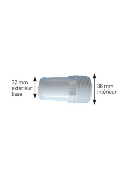 Adaptateur 1’’1/2MIP 38mm lisse - Hayward