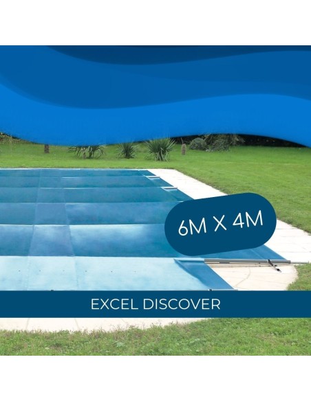 Bâche à barres de sécurité Excel Discover 580 g/m² pour piscine 6m x 4m