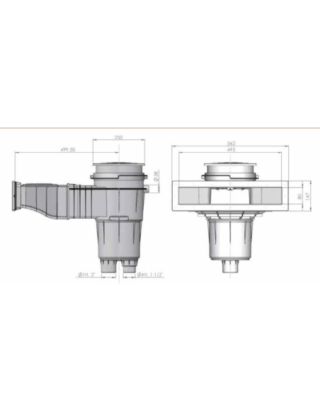 Skimmer - NORM métrique - Meurtrière XXL 17,5 L (Béton/Liner)
