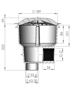 Bonde de fond NORM piscine béton antivortex 2