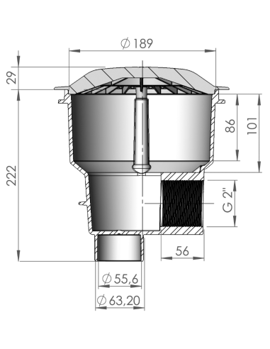 Bonde de fond - NORM - Grille anti-vortex (béton)