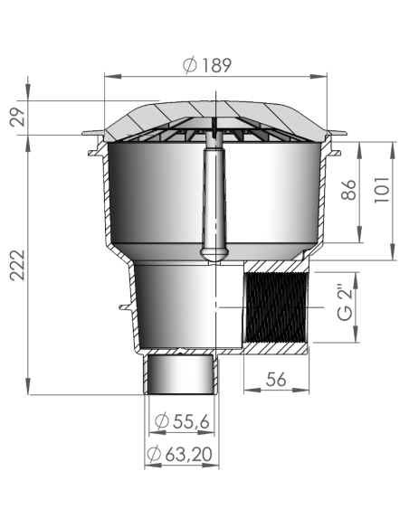Bonde de fond - NORM - Grille anti-vortex (béton)