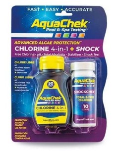 Analysestrookjes Aquachek: Chloor 4-in-1 + schok