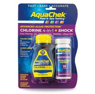 Bandelettes d'Analyse Aquachek chlorin 4 en 1+ Shock