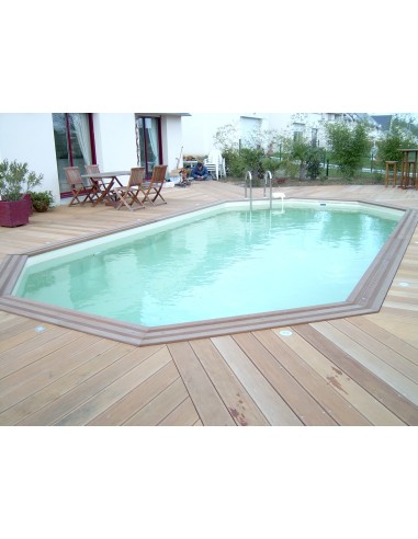 Piscine bois octogonale allongée Mister-Wood 350 x 700 x 130 cm