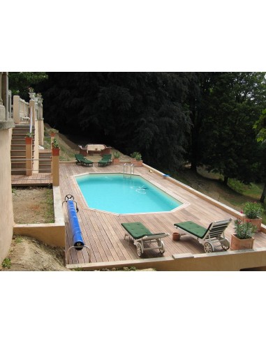Piscine bois octogonale allongée Mister-Wood 350 x 700 x 130 cm