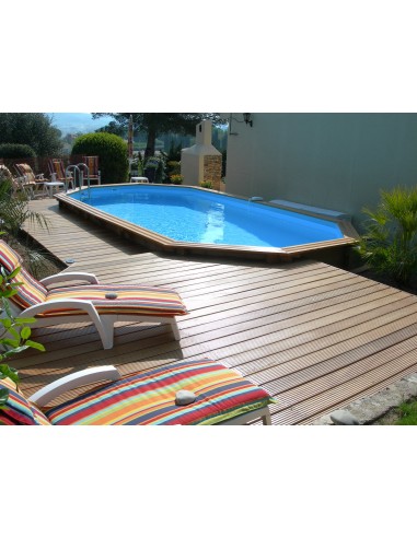 Piscine bois octogonale allongée Mister-Wood 350 x 700 x 130 cm