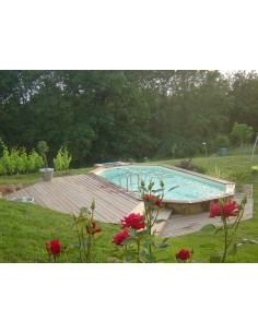 Piscine bois octogonale allongée Malonga 350 x 560 x 117 cm 2