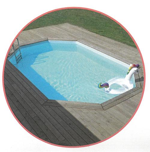 Piscine bois octogonale allongée Mister-Wood